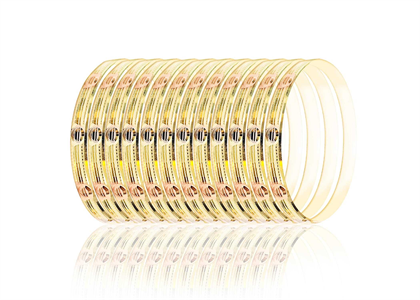 3 Tone plated Diamond Cut  Bangles